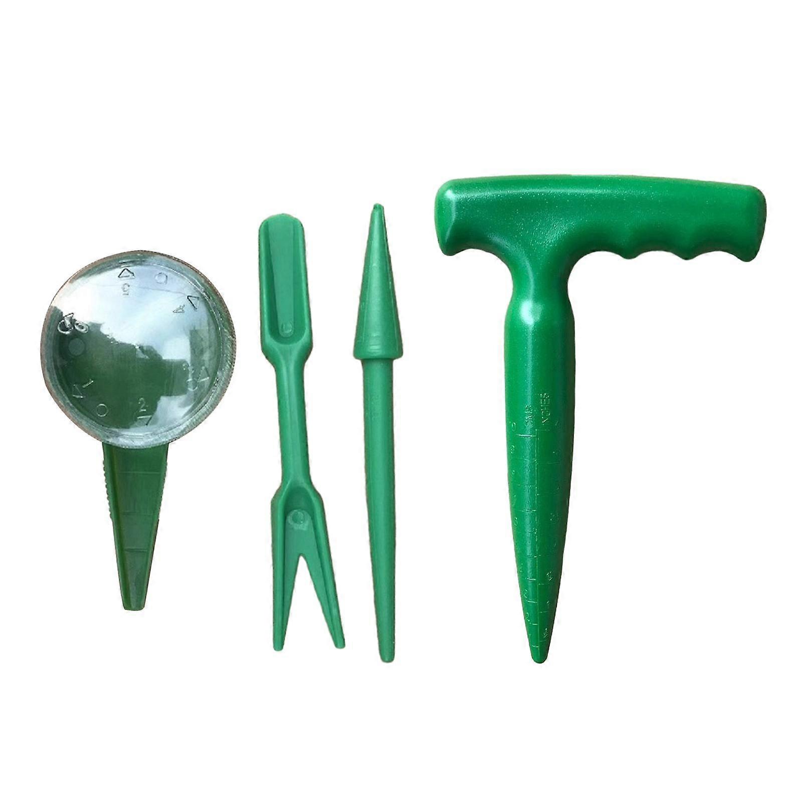 4Pcs Sowing Seed Dispenser Set Lightweight Manual Seedling Dibber and Widger