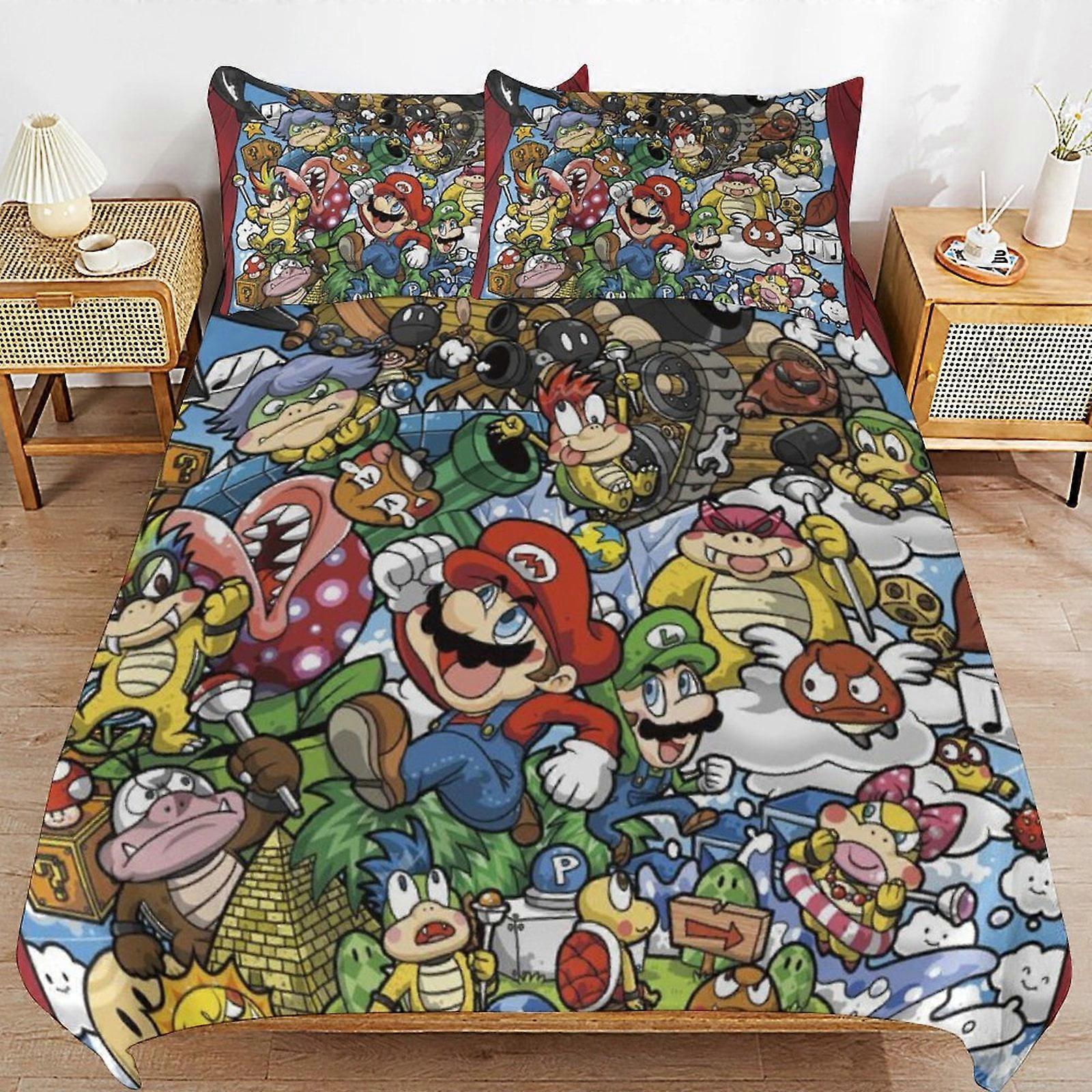 Bedding set JP147 Super Mario 3-Piece Comforter,Super Mario Bedding Set, Soft Microfiber Duvet Cover Set with Zipper Closure TH147