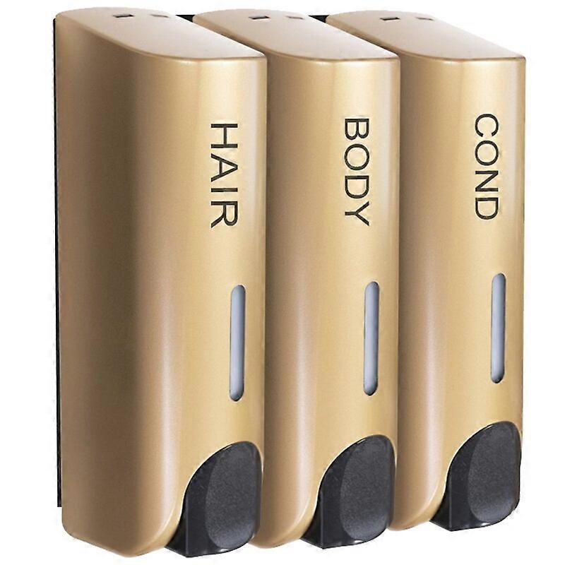 Dreifacher 350-ml-Shampoo- und Conditioner-Spender Waschlotion-Seifenbehälter für die Wandmontage mit großem Fassungsvermögen für Badaccessoires Gold