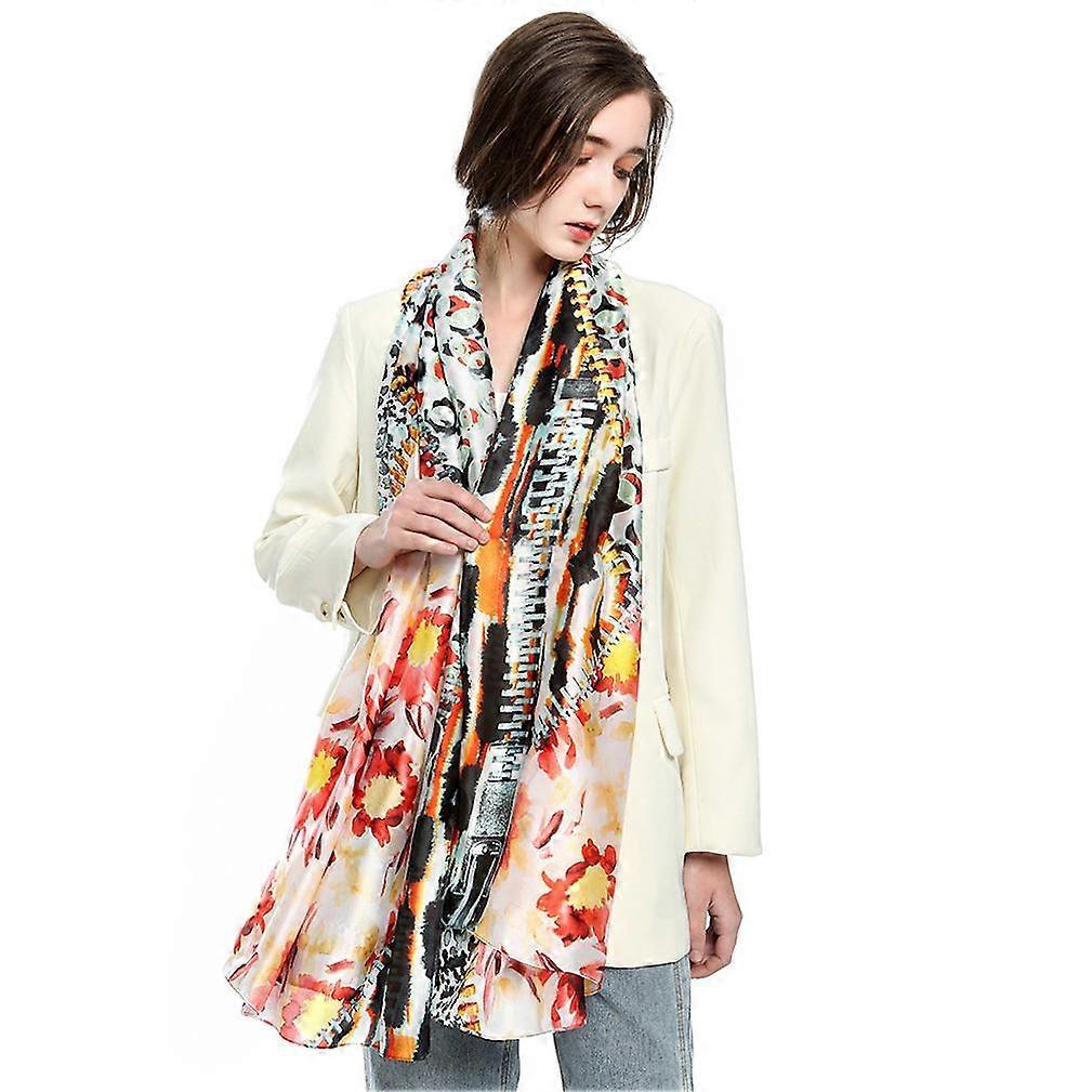 Spring And Summer Silky Thin Scarf Fashion Printed Neckerchief Satin Scarf for Lady