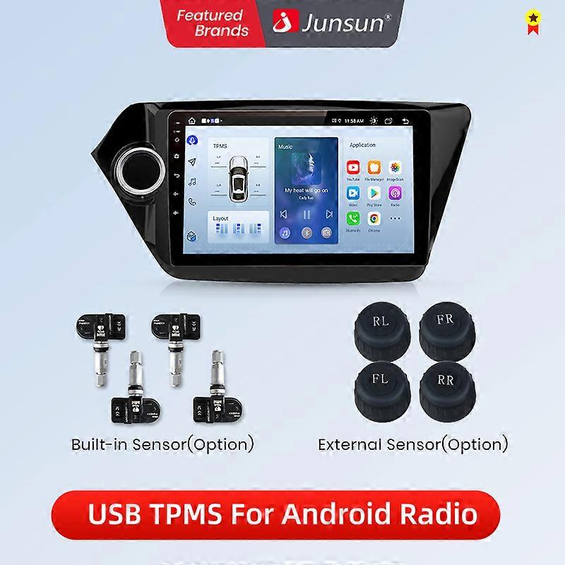 USB Vehicle Sensors Tire Pressure Monitoring Alarm SystemWith 4 Internal s for Android Car DVD Player Navigation