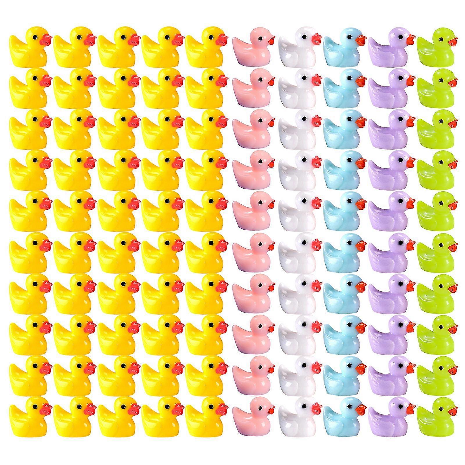 100 Pcs Tiny Ducks Set Décoration Forme Réaliste Résine Durable Canards Attachants Pour Noël Fête d\'Anniversaire Jour des Enfants