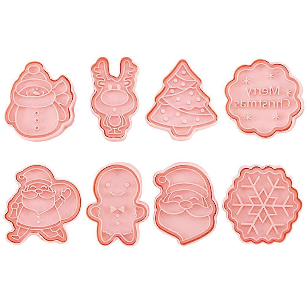 8 stuks kerst Cookie Cutters peperkoek Man Cookie Cutter kerst Cookie Plastic Biscuit Cookie stempel Kerstmis