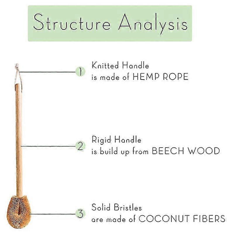 Updated Modern Toilet Bowl Brush Naturally Coconut Fiber Brush Head and Beechwood Handle New