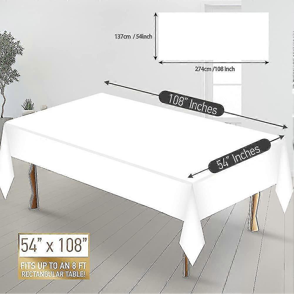 4 Pcs Disposable Plastic Tablecloths, Plastic Rectangle Pure White Tablecloths Gift