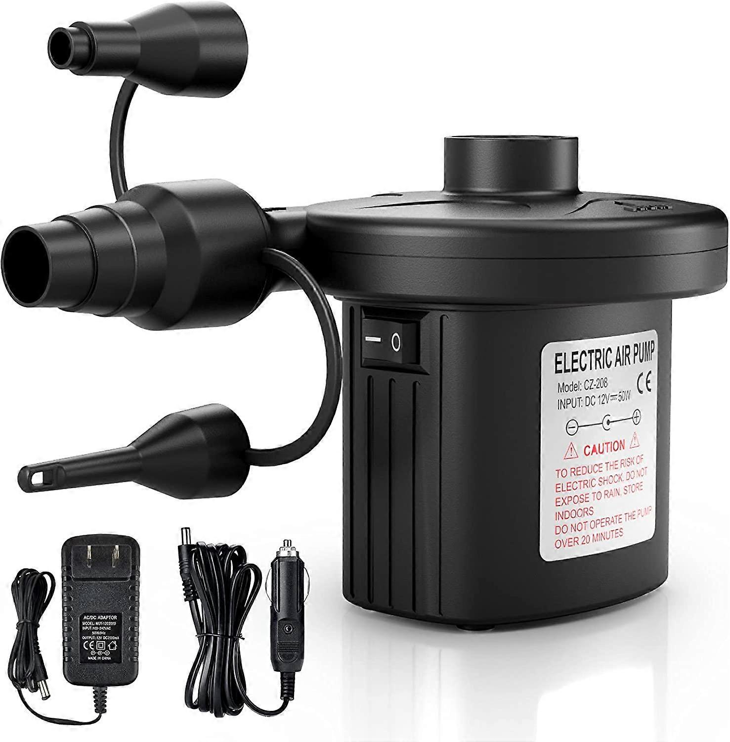 Electric Air Pump Portable Quick-Fill AC DC Inflator Deflator Pump