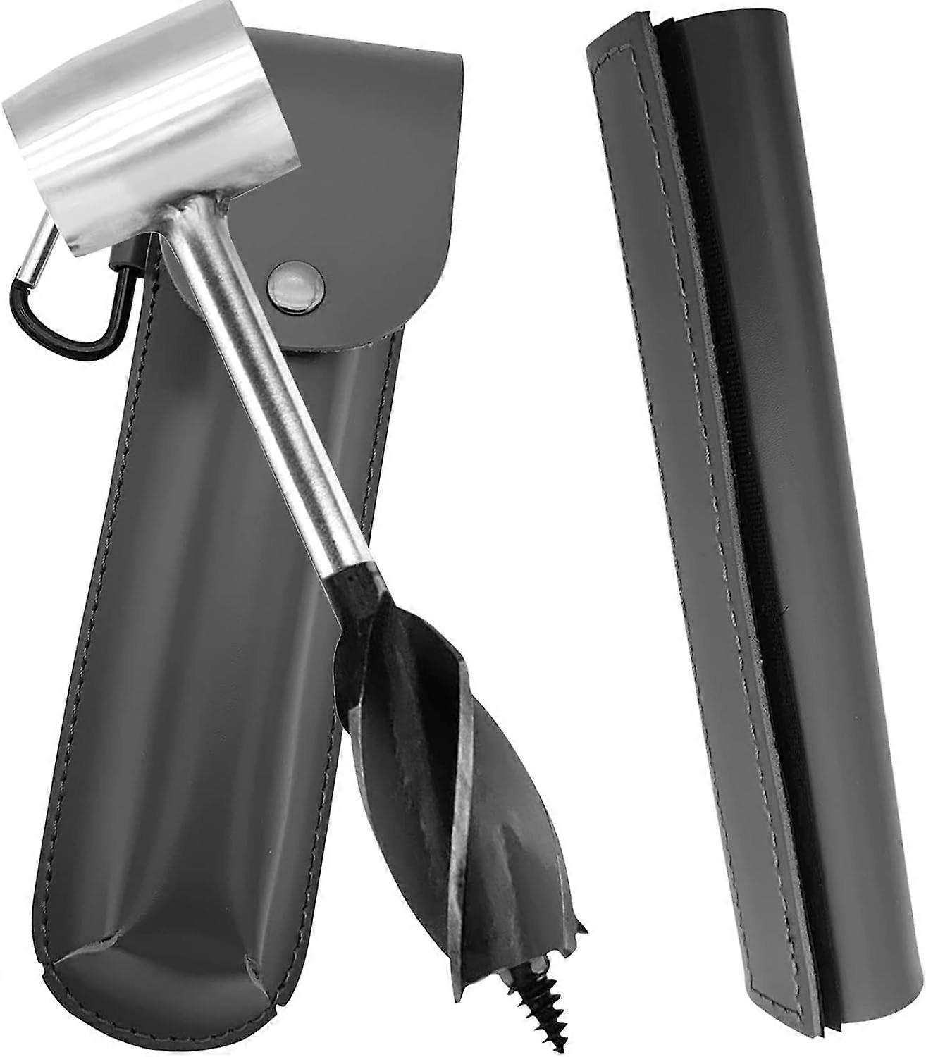 Hand Auger Drill, Manual Auger Wrench for Bushcraft Backpack And Camping, 1 Inch Scotch Eye ,Gray