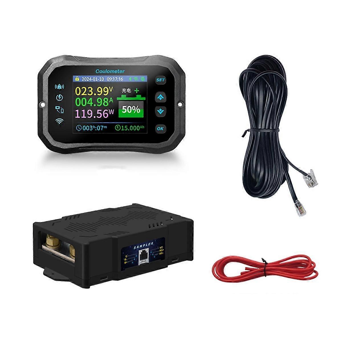 WiFi Coulomb Meter RV Battery Monitor Battery Capacity Indicator Tester Power Volt-Ammeter for All Batteries 0-600A