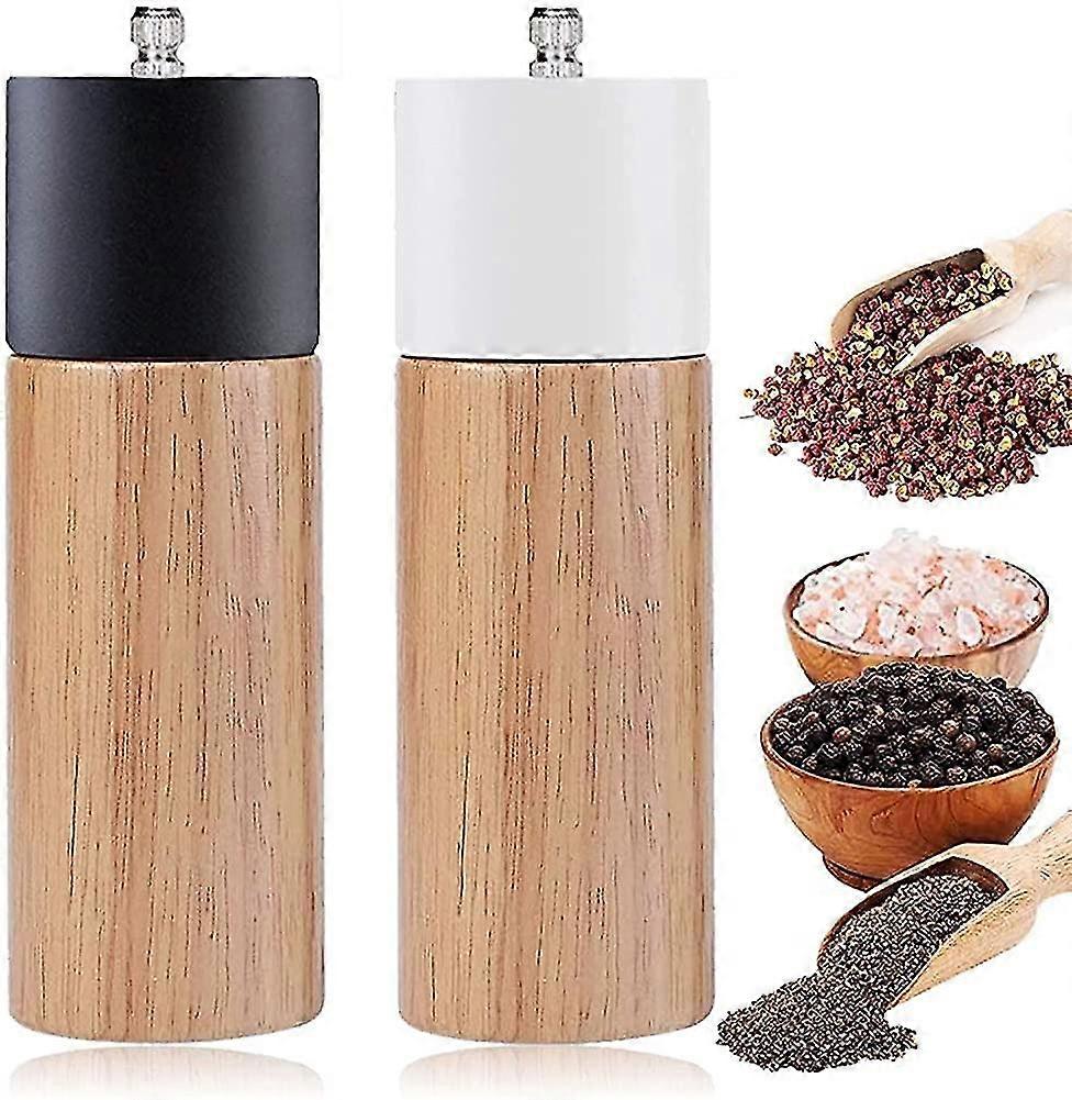 Salt And Pepper Mill Set, Premium Wooden Pepper Mill With Adjustable Ceramic