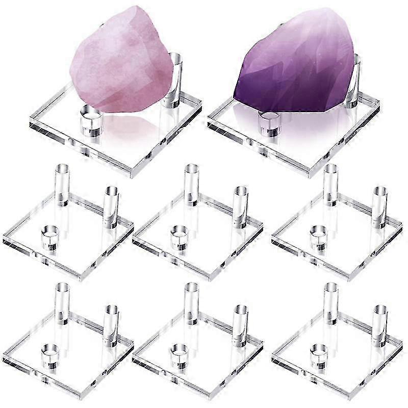 8pcs 2.5inch 3 Pegs Acrylic Display Stands Clear Mineral Holder Square Display Easel Stands For Coral Mineral