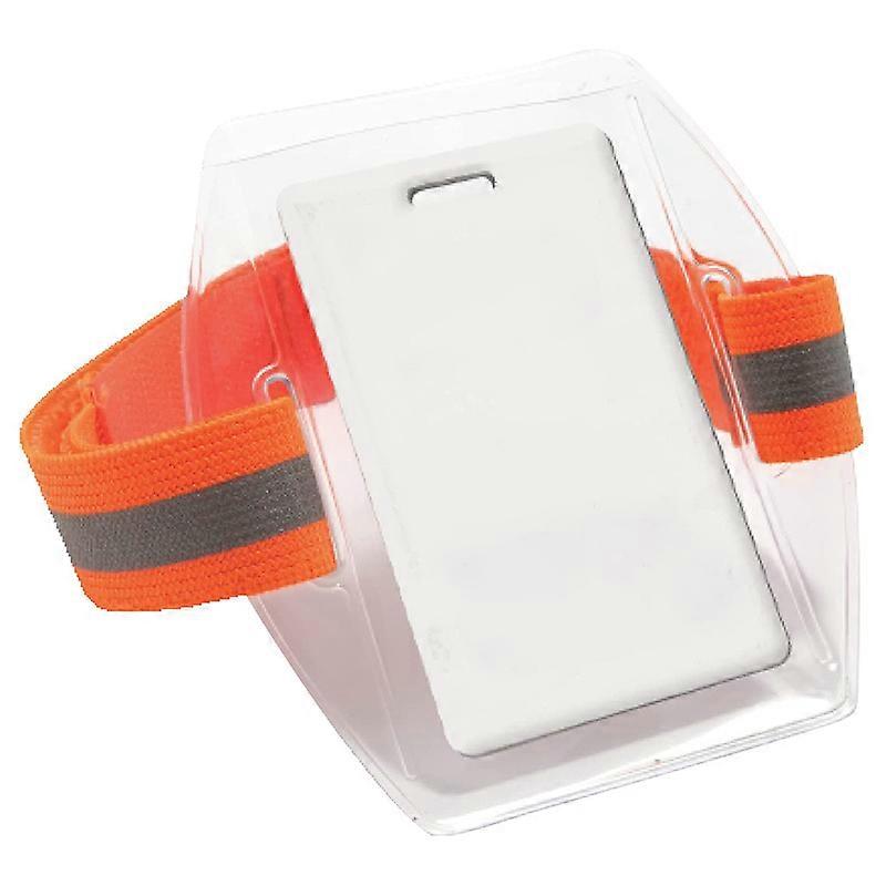 PVC Plastic Card Holder Polyester Reflective Wristband ID Card Holder Arm Adjustable ID Badge Elastic Arm Band ID Badge Holder