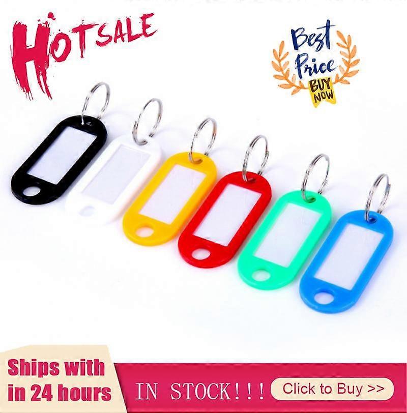 30/10Pcs/set Plastic Keychain Key Fobs Luggage Id Label Name Cards Tags With Split Ring For Baggage Key Chains Key Rings