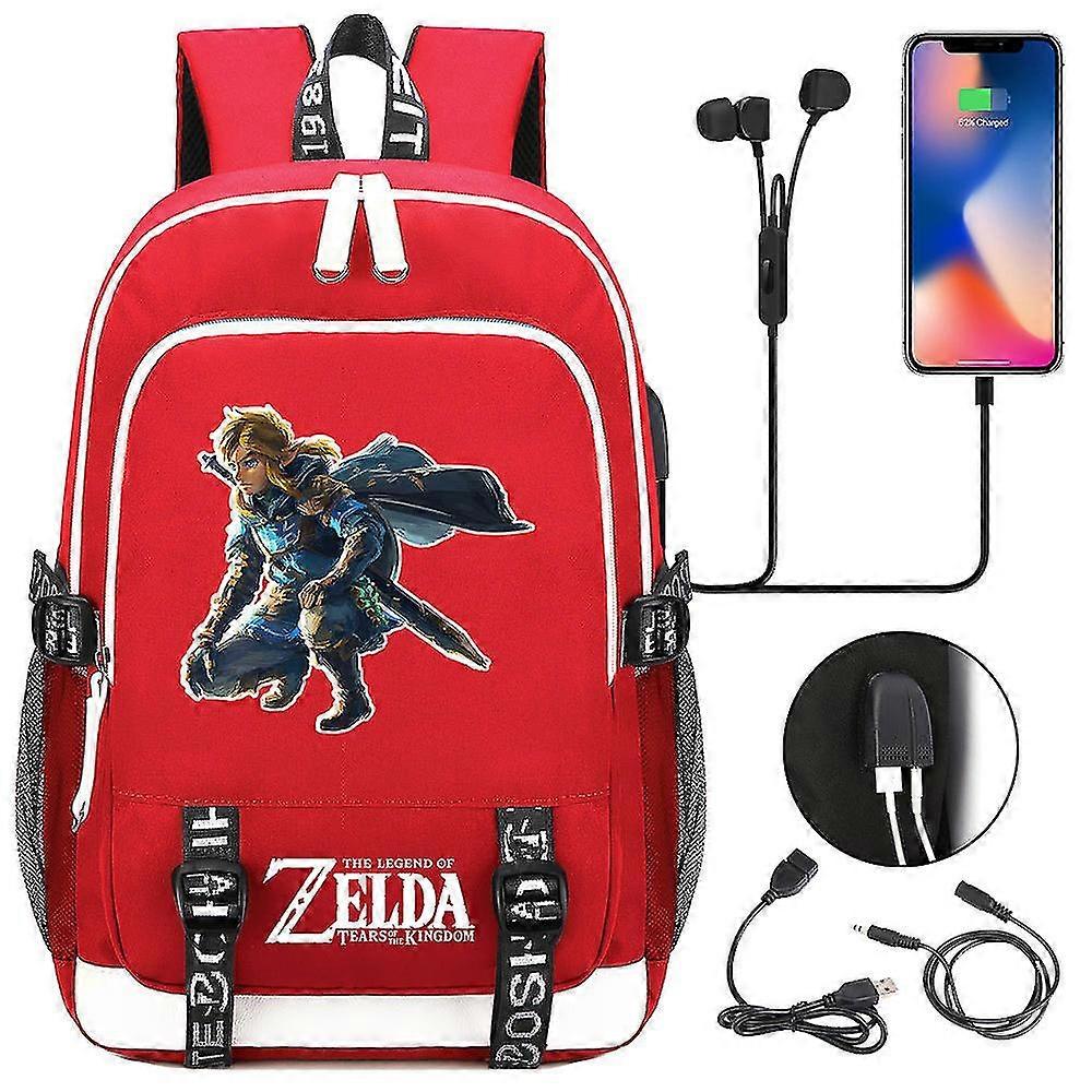 Zelda Kingdom Tears Of The Game USB teini-ikäinen reppu ala- ja yläkoululaisille - vapaa-ajan urheilukassi miehille ja naisille