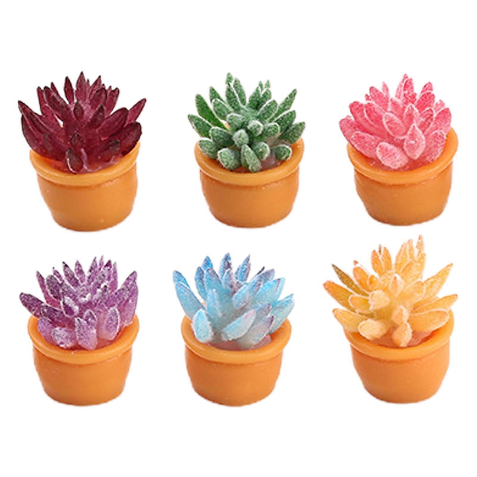 6個/セット多肉植物ミニチュア色あせしにくいイージーケアPVC妖精園屋外秦海のための人工多肉植物