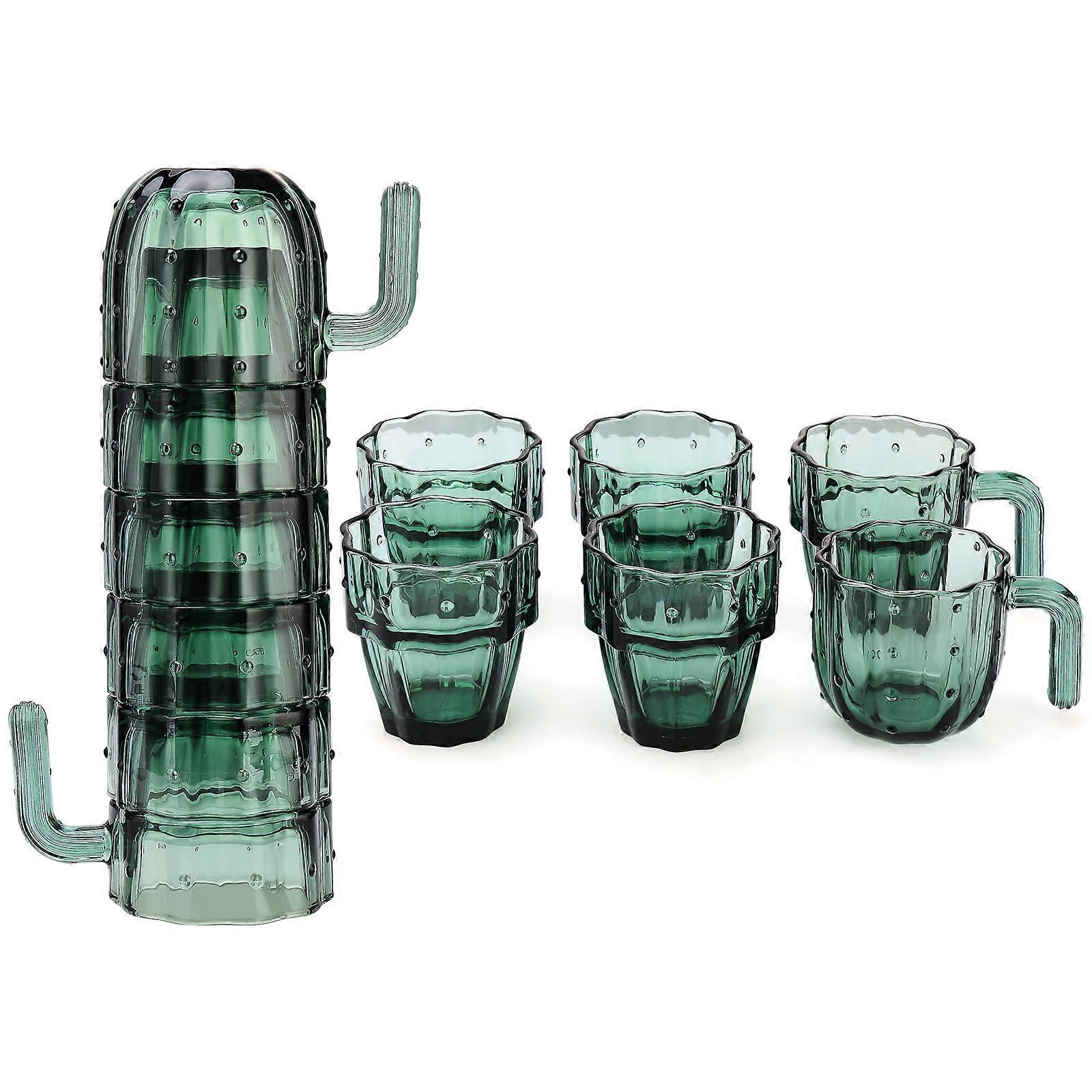 Water Cup Stackable Glasses Handmade Craftsmanship Green 4 / 6pcs Home Kitchen Simple Drinkware 2023 NEW