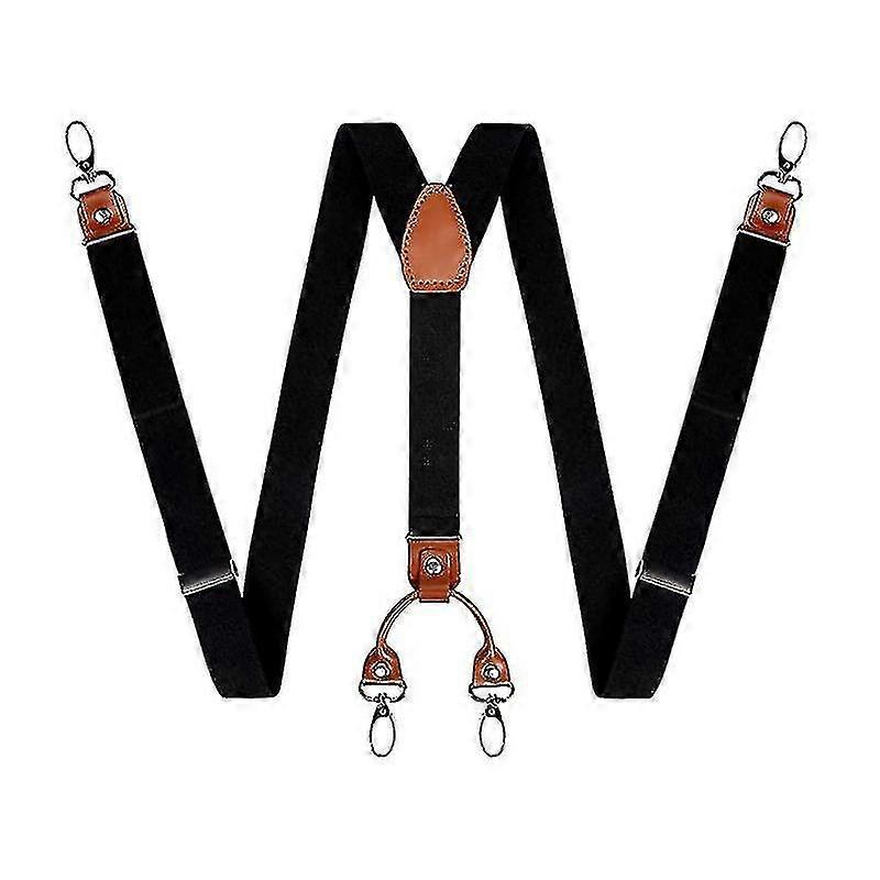 メンズ Y 字型ワイドヘビーデューティ サスペンダー 4 つのメタル クリップアジャスタブル ラスティック ストラップ
