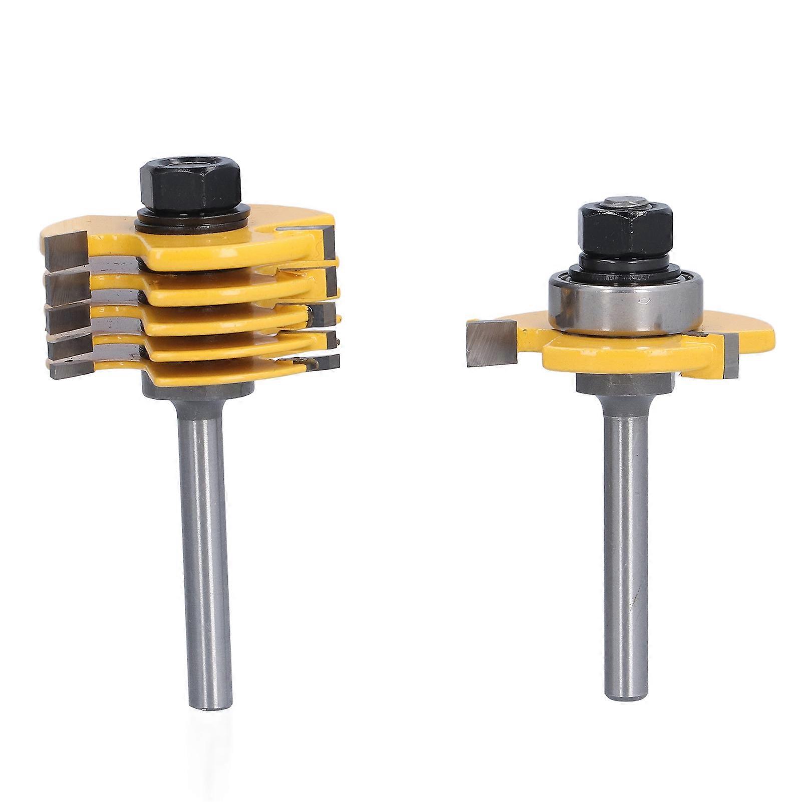 2Pcs Slot Cutter Router Bit 1/4in Shank 3 Wing Adjustable 6 Different Cutting Width 1/2in Depth
