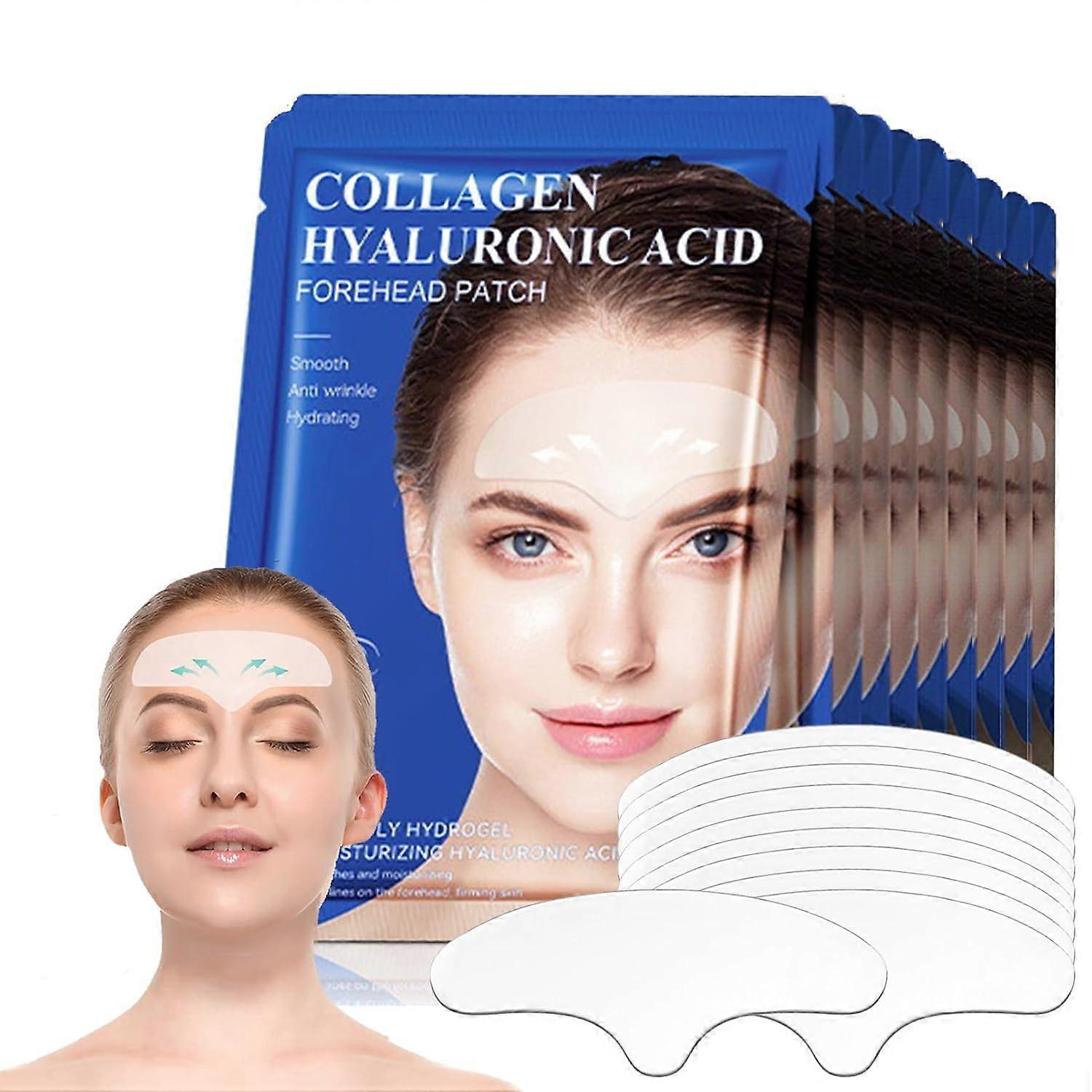 Wrinkle Patches, Anti-Wrinkle Forehead Pad, Anti-Wrinkle Plasters, Hydrogel Collagen Protein Forehead Wrinkle Patches, Pack of 10