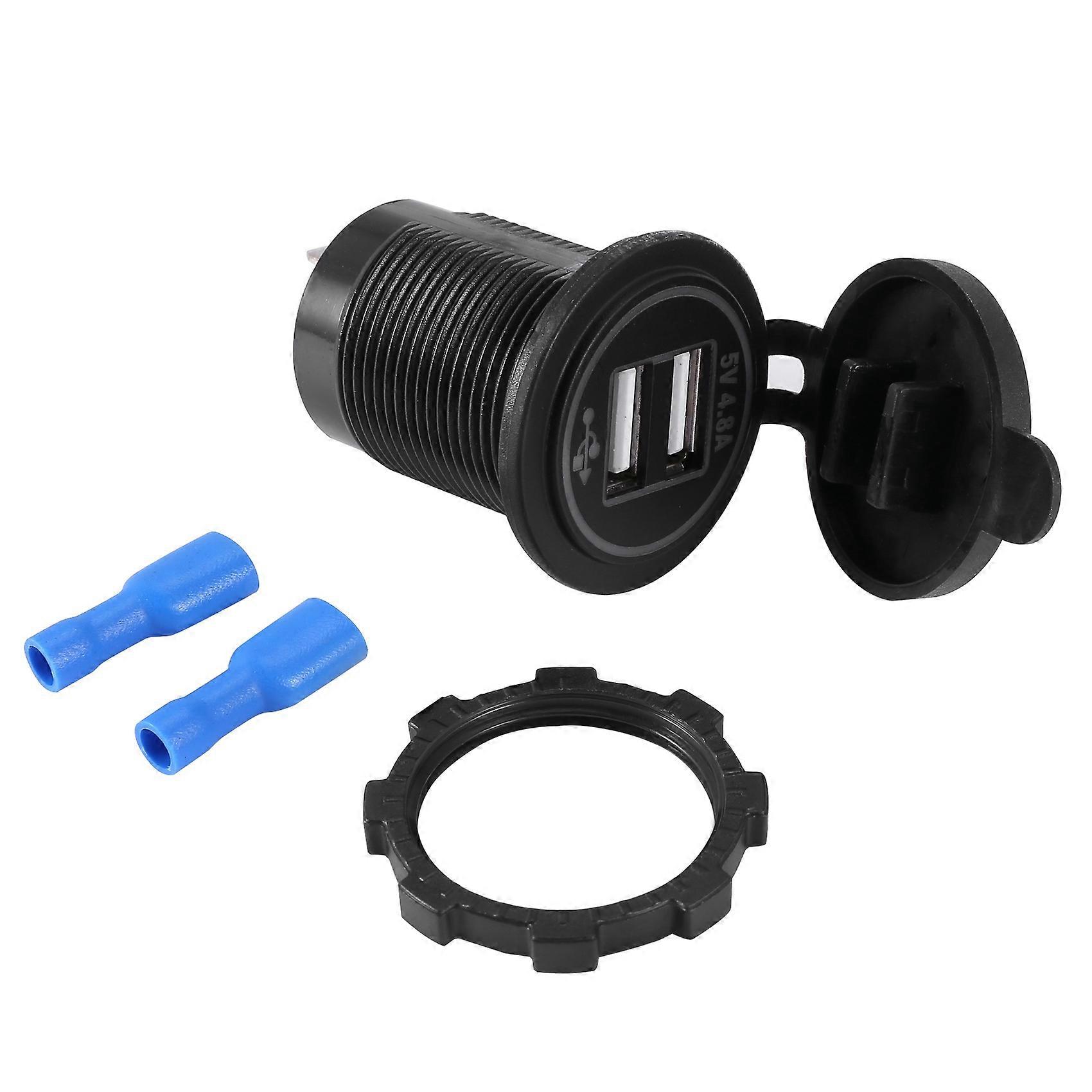 5V 4.8A Dual Usb Charger Socket Adapter Power Socket For 12V 24V Car Rv