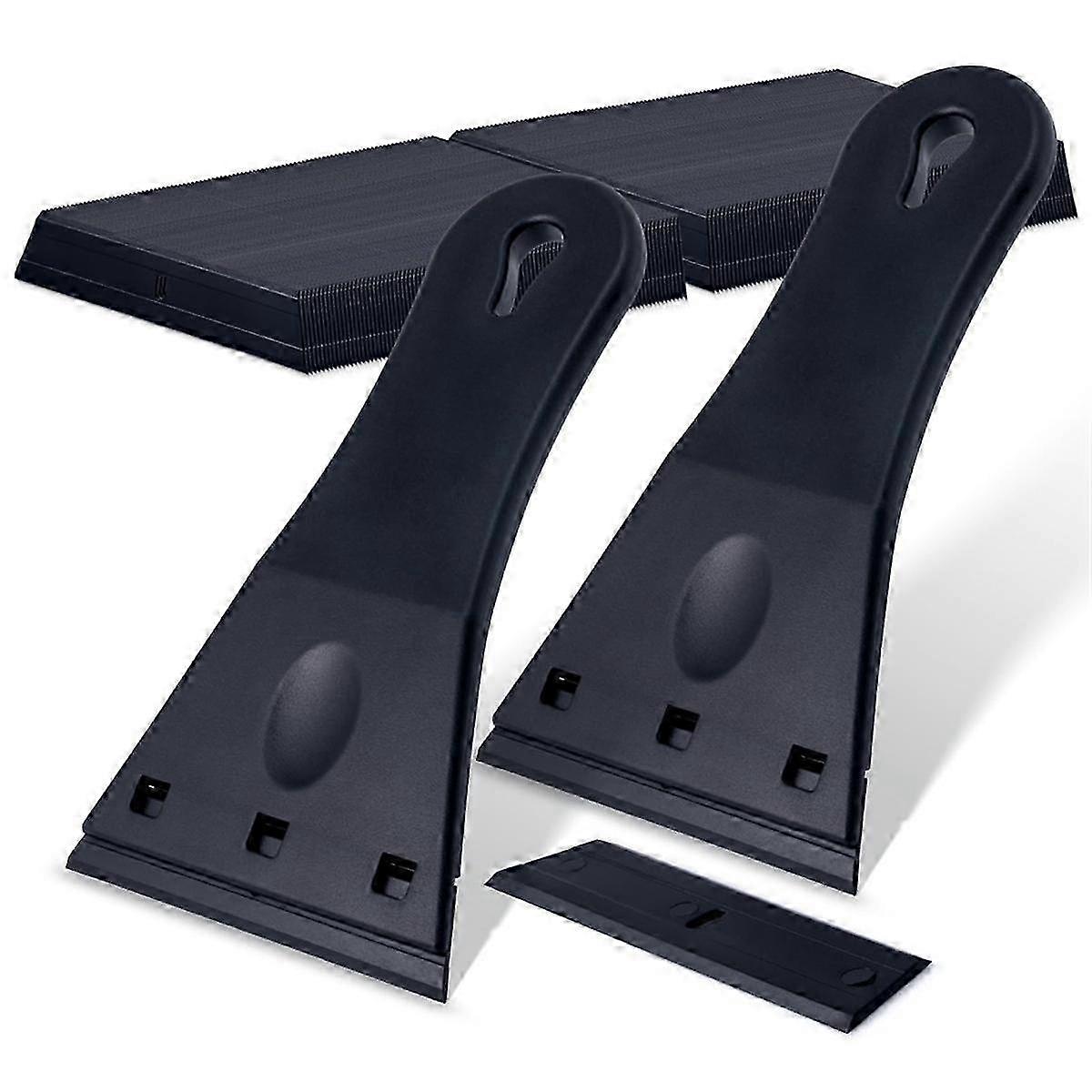2 Pack Plastic Blade Scraper With 100pcs Single Edge Plastic Blades, Extra Big Scraper Tool For Rem