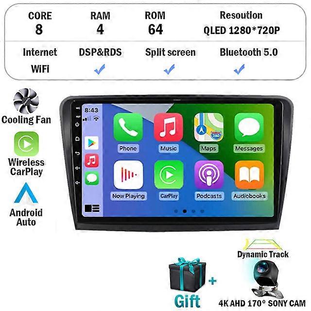 Android 12 4G+WiFi DSP Car Radio Multimedia Video Player For Skoda Superb 2 B6 2008 - 2015 Navigation GPS 2 din Carplay IPS QLED