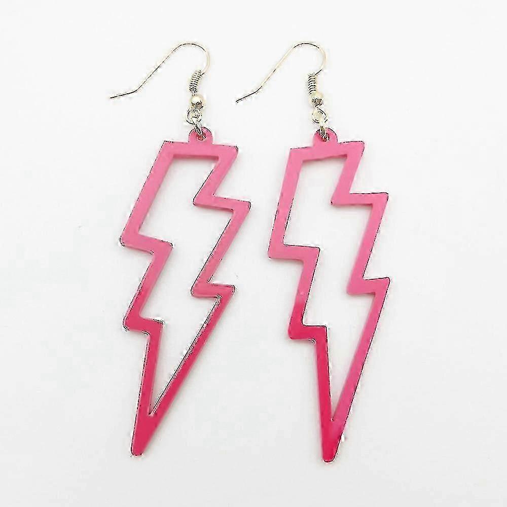 New Design Hyperbole Lightning Flash Drop Earrings Neon Fluorescence R--dark Red|model Code6748