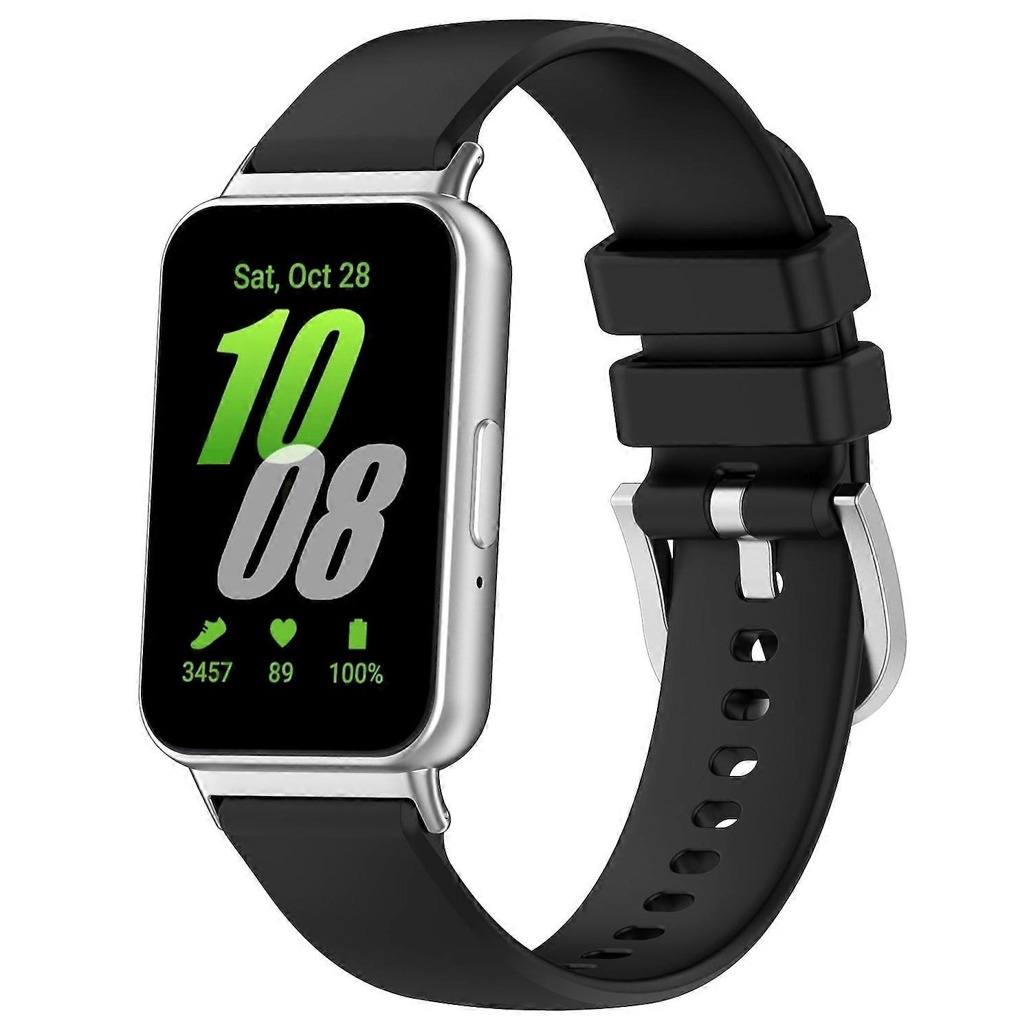 For Samsung Galaxy Fit 3 high-quality silicone bracelet with metal connector, black