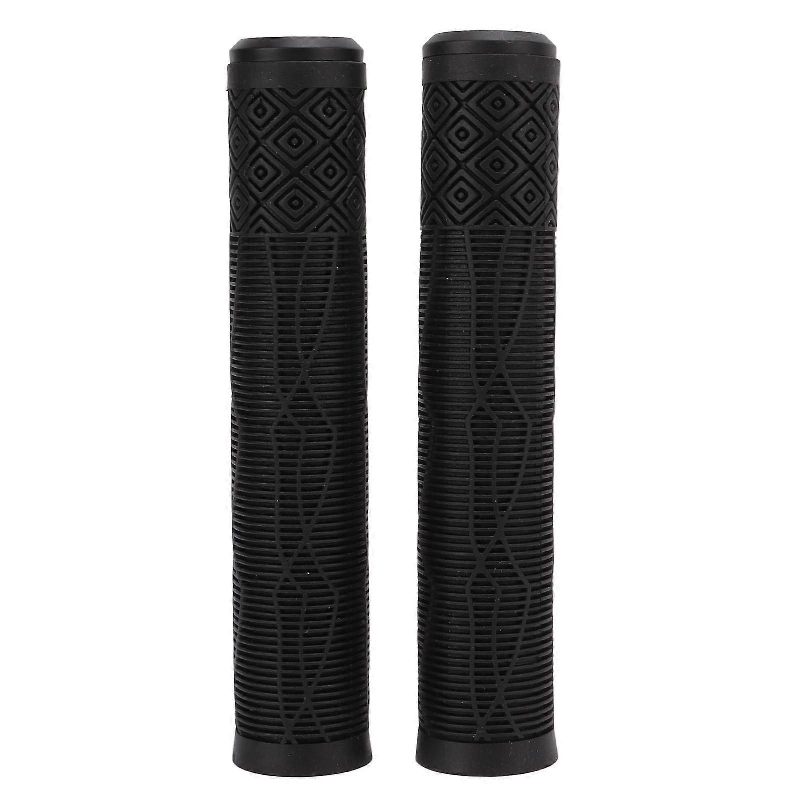 MTB Bicycle Grip 22.2mm TPE Rubber Handlebar Cover Soft Antislip Handle Grip with Lock Bar EndBlack