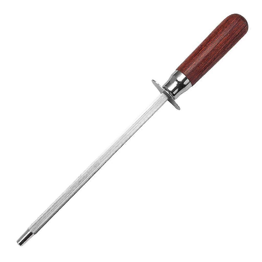 Wooden Handle Knife Sharpener Rod 10-Inch Diamond Coated Steel for All Knife Types, Great for Kitchen Use