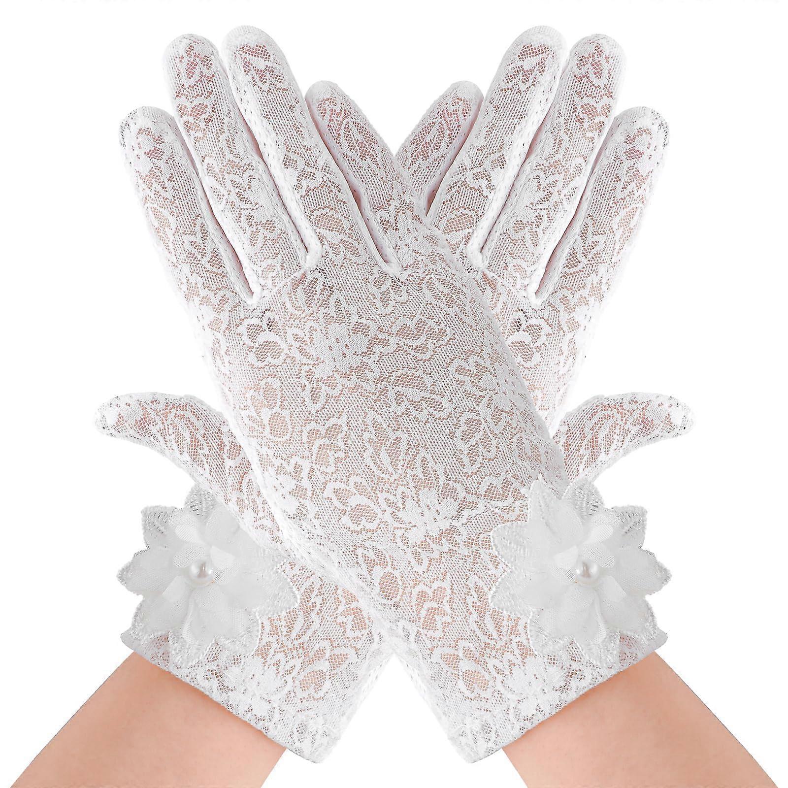 Floral Lace Gloves Wrist Length