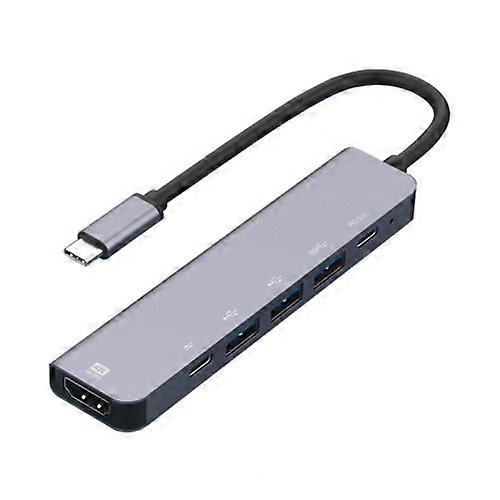 ZRUXE HB-233 6 في 1 من النوع C إلى HDMI + PD + Type-C + USB3.0 + USB2.0 × 2 محول محور محطة الإرساء