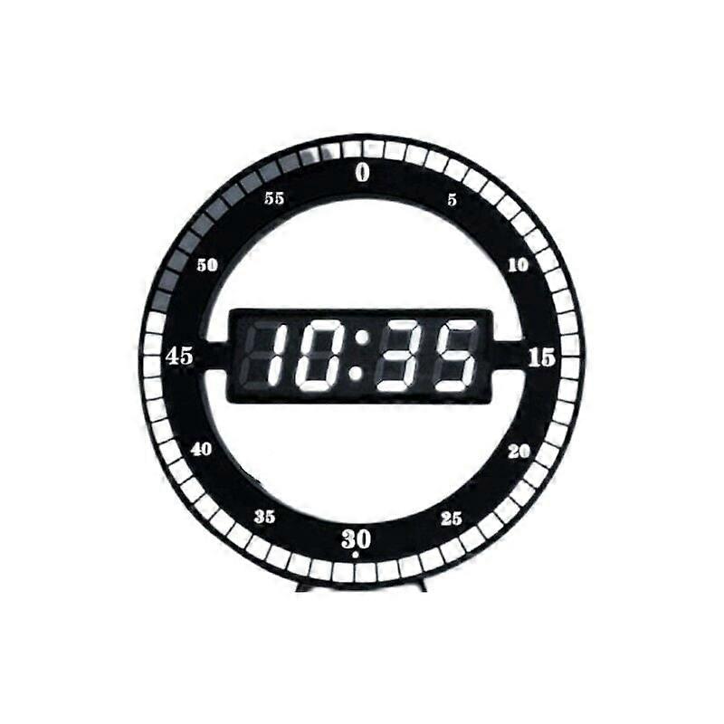 Silent LED Digital Table Clock - Relógio de Parede Eletrônico Preto - Relógio de Mesa Redondo - Para Quarto, Sala e Escritório 30cm