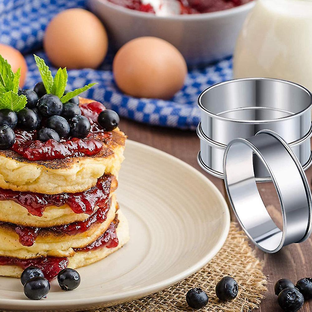 6 Pcs 8cm Double Rolled Circular Steel Tart Ring Bottom Tower Pie Cake ...