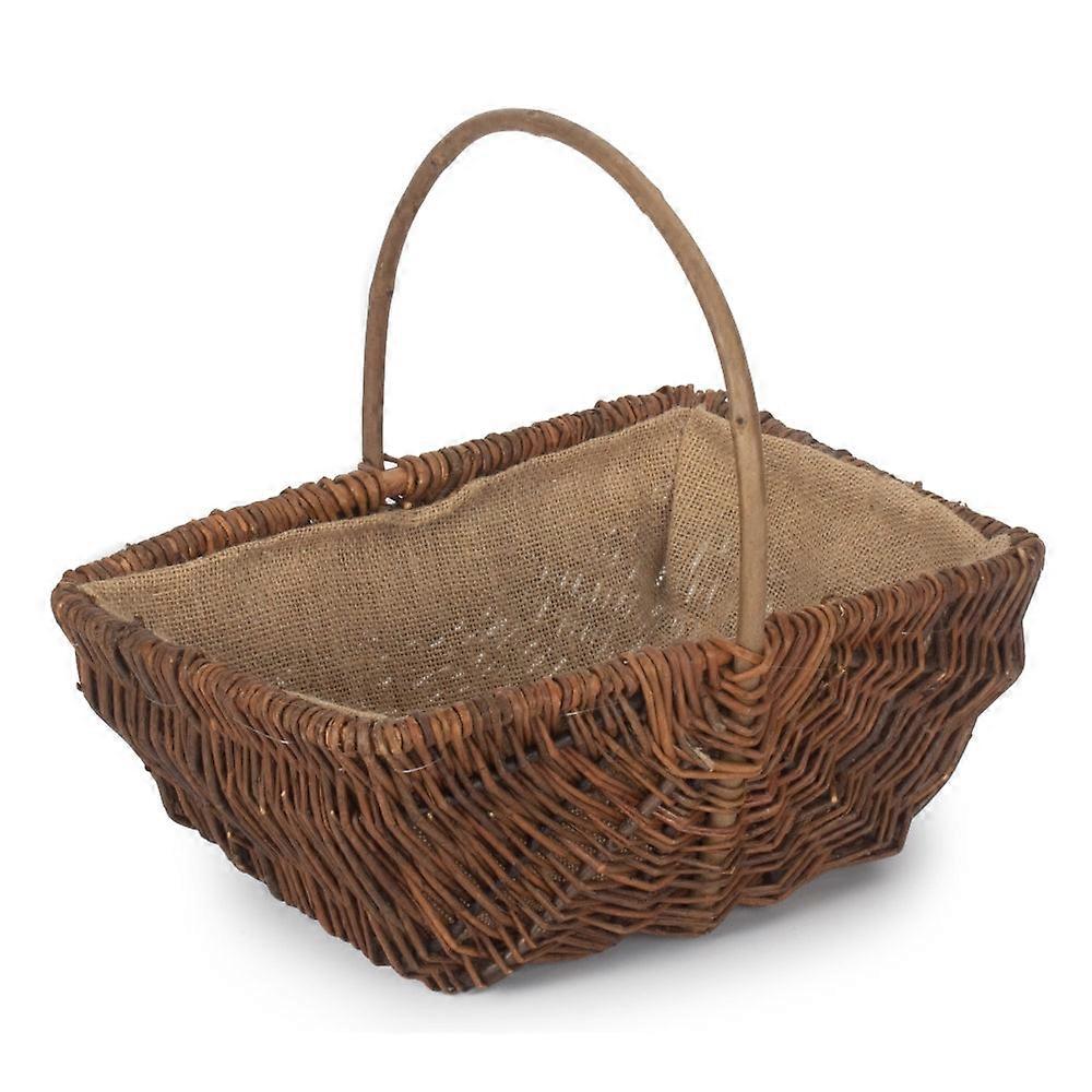 Rectangular Unpeeled Willow Garden Trug With Hessian Lining