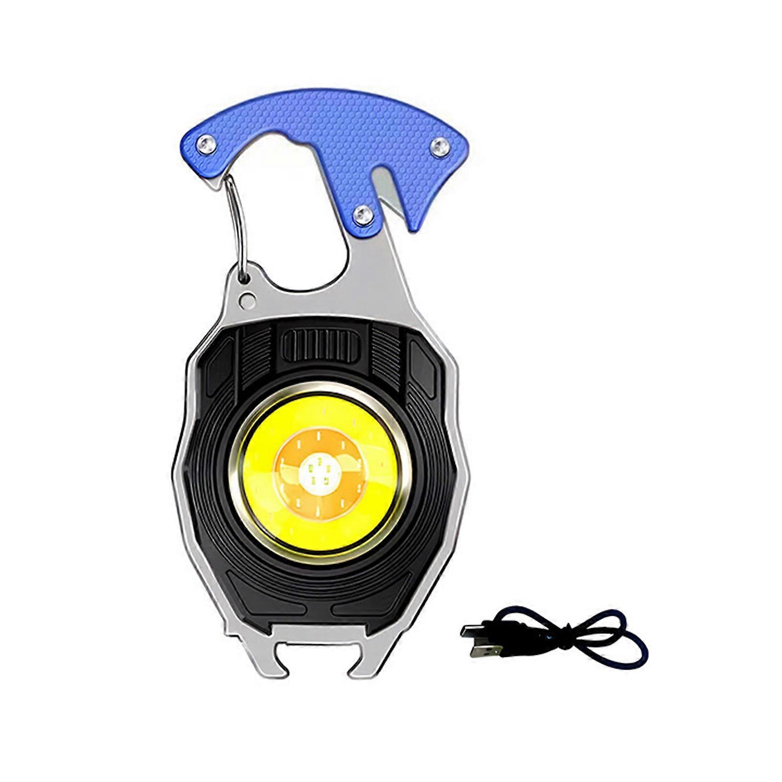 Rechargeable Flashlights Pocket Led Camping Lamp Waterproofed Keychains Light for Key Finding and Night Walking  Blue