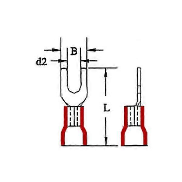 Pack of 100 Fastom Fork Terminal 4.3 mm for cables from 4 to 6 mm² - ELECTRO DH - 10.925/4.3/A - Yellow