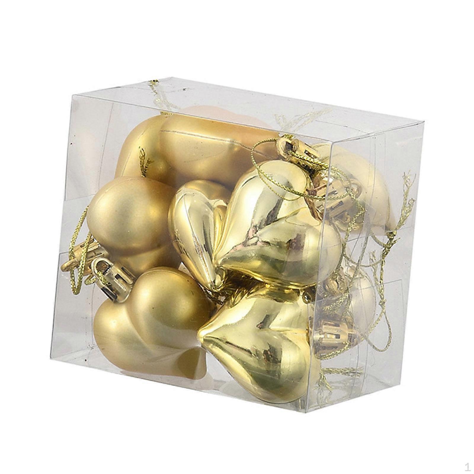 12 Heart Shaped Christmas Tree Baubles for Holiday Celebrations