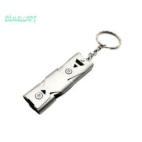Portable Stainless Steel Dual-Pipe Mini - High Decibels Survival Keychain Whistle
