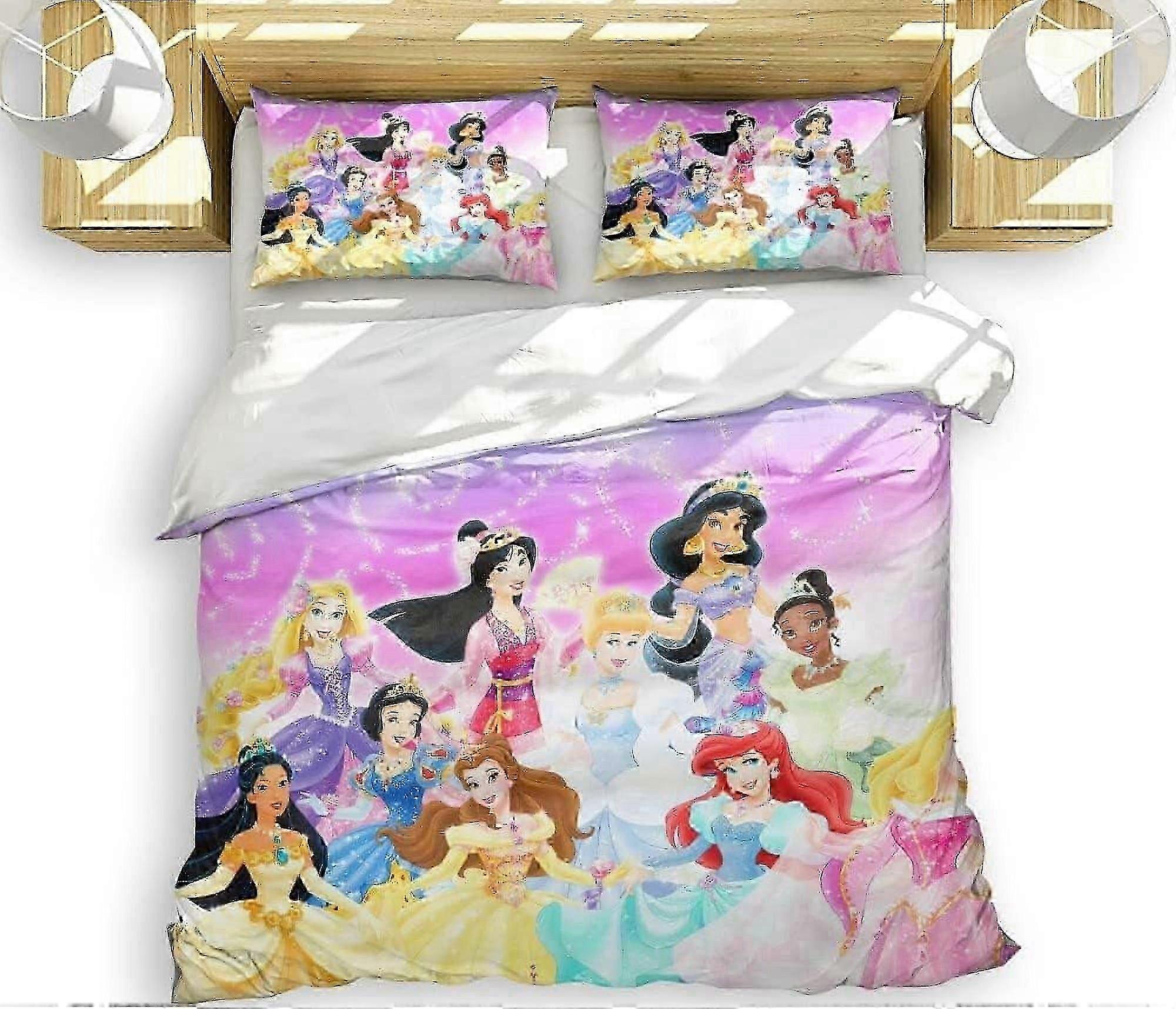 v2054 Lençóis Princesa Série Cartoon Capa de Edredão Anime Soft Conjunto de CamaConjunto de Capa de Edredom com Impressão 3D, 3 s(*Fronha+*Capas de Edredom) (1 Capa de Edredão