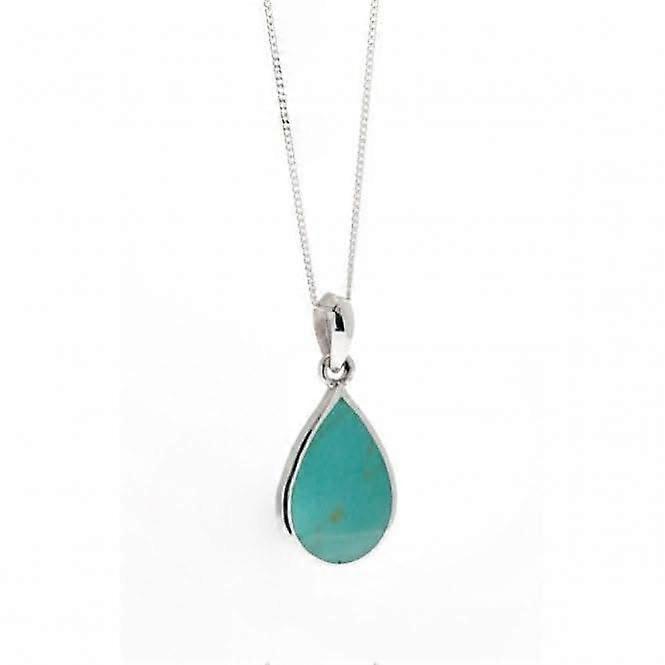 Beginnings Sterling Silver P2333U Syn Turquoise Teardrop Pendant