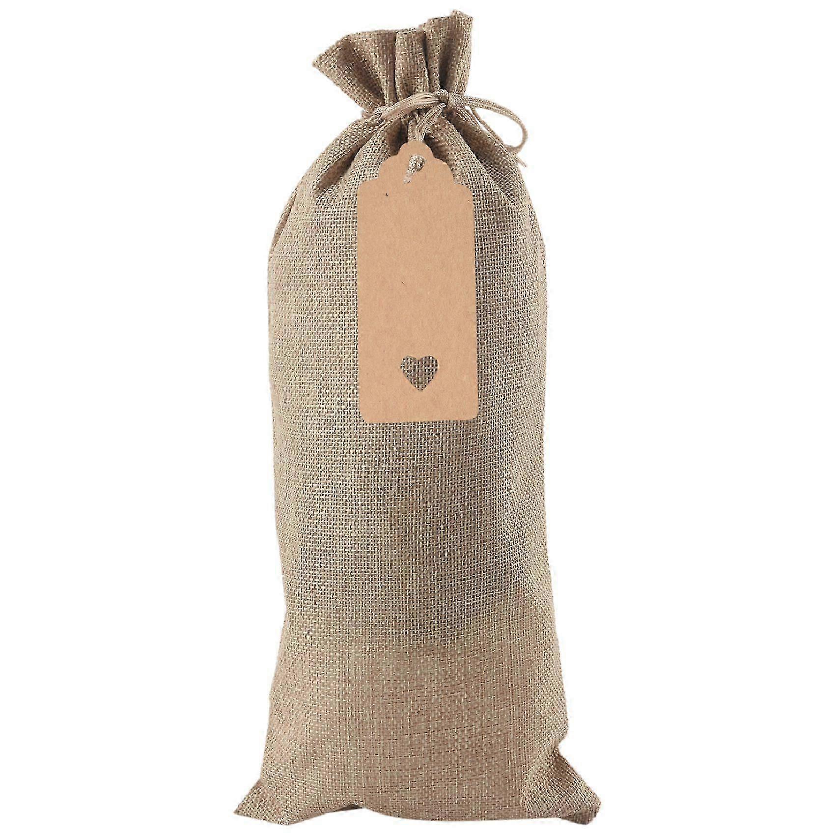 12 Stück Jute Weinsäcke Weinflaschentaschen mit Kordelzug Wiederverwendbare Taschen mit Tags für Party Blin DS