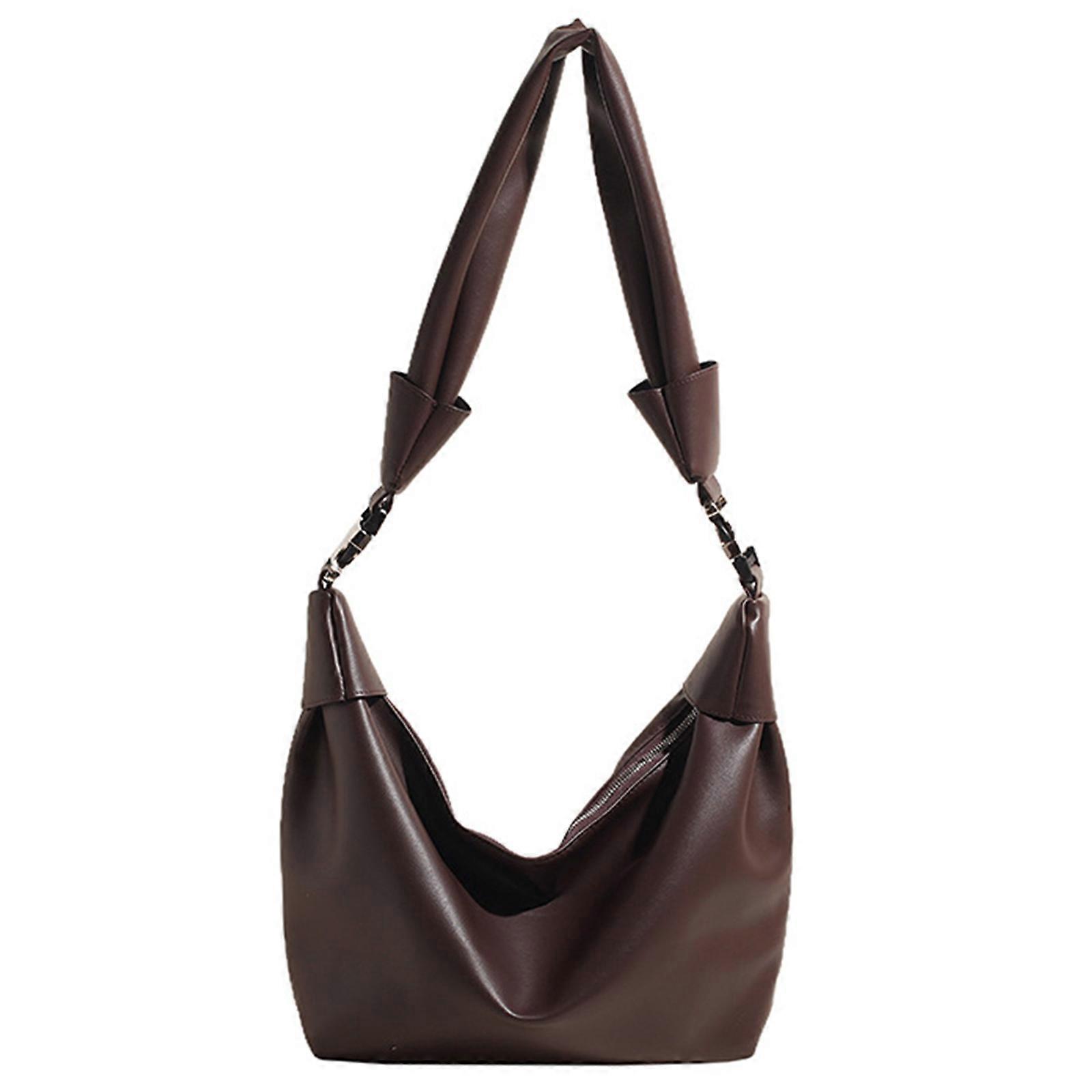 Elegant Multipurpose PU Leather Shoulder Bag for Work Commuting and Travel with Adjustable Strap Large Crossbody Handbag Coffee
