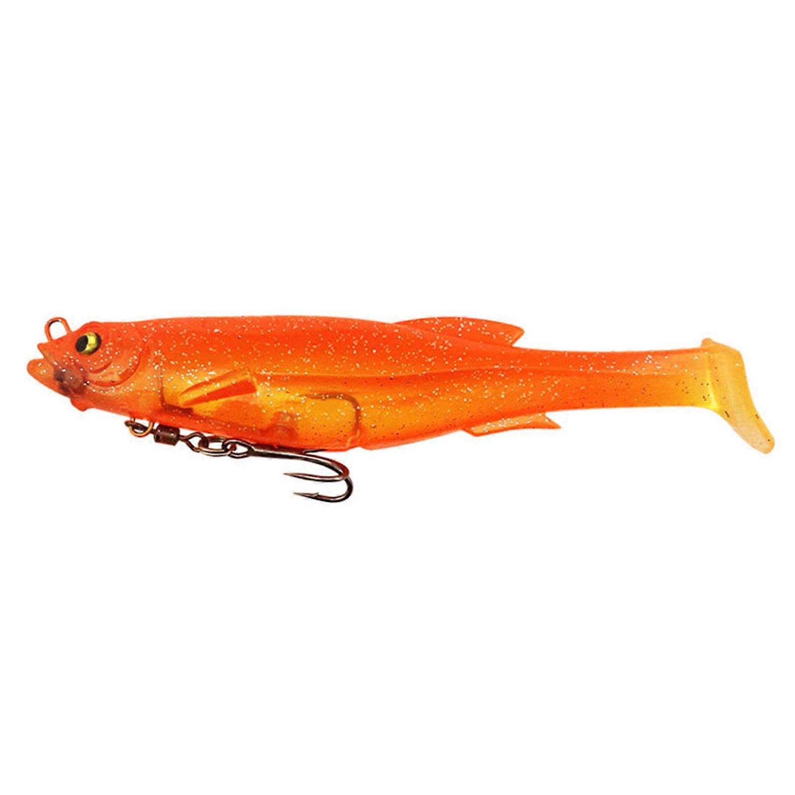 Angelköder Vormontierte weiche Swimbaits mit Sharp-Hook, Barschköder mit Paddelschwanz, Angelköder für Salzwasser Süßwasser orange
