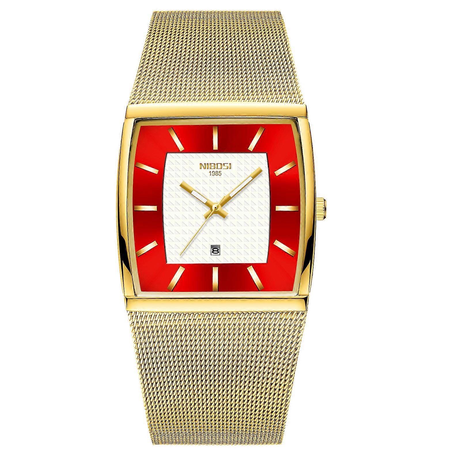 NIBOSI Retro Square Watch - Vintage Design with Genuine Calendar Function