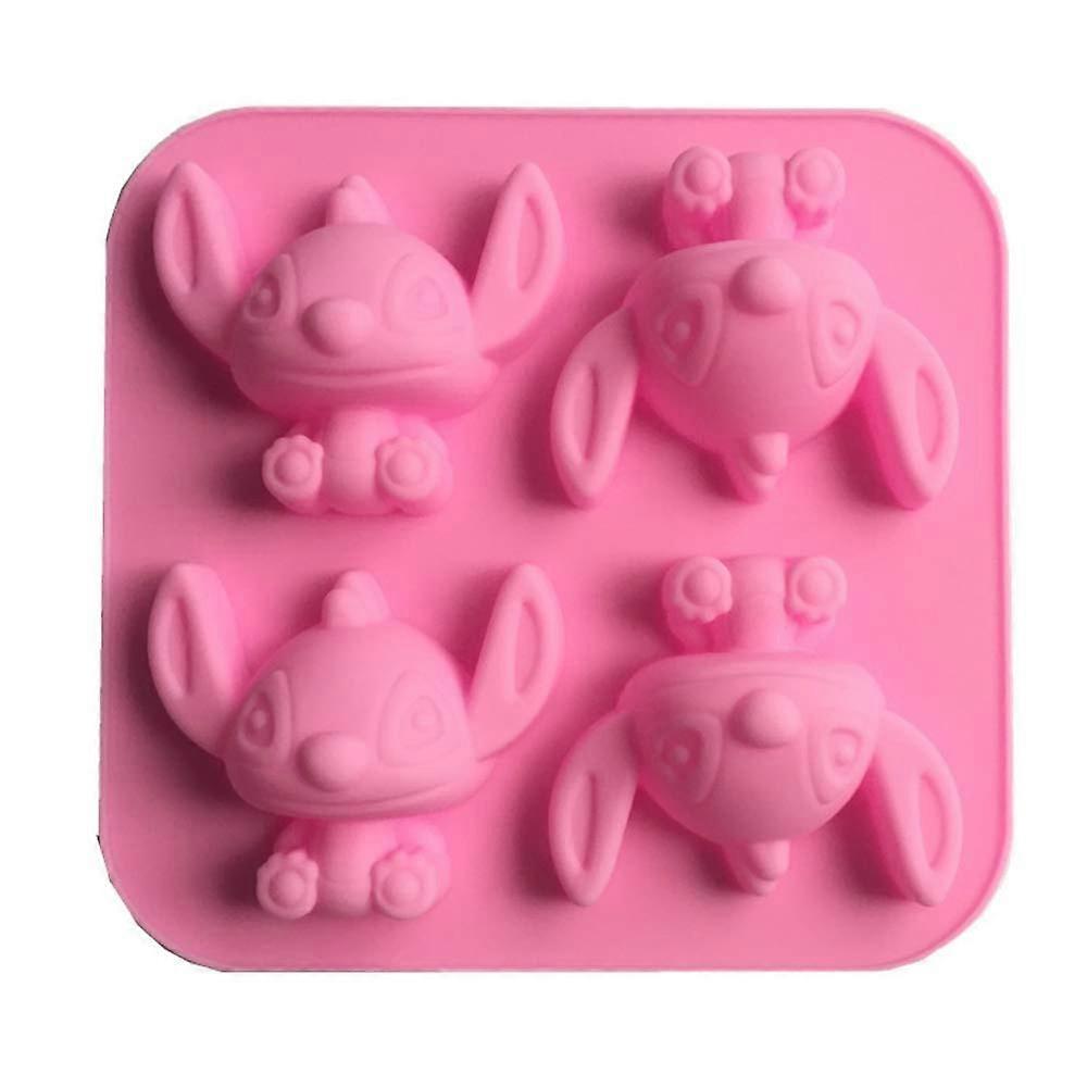 Silicone Mold Tool for DIY Cake and Fondant Baking, 4-Hole Cartoon Anime Baby Design, Flexible Food-Grade Material