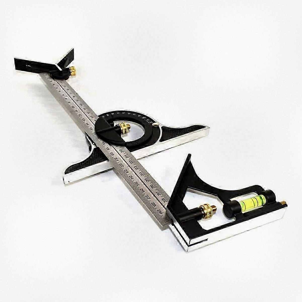 Adjustable 300mm (12inch) Square Ruler Set with Spirit Level for Engineers