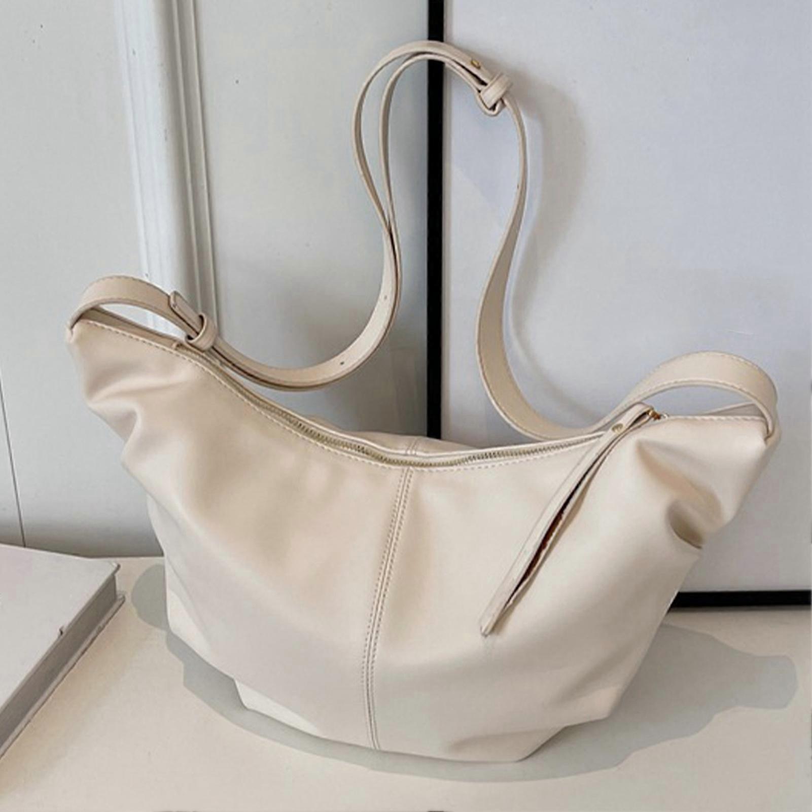 Dumpling PU Messenger Bag Large Capacity 37x19x9cm Beige