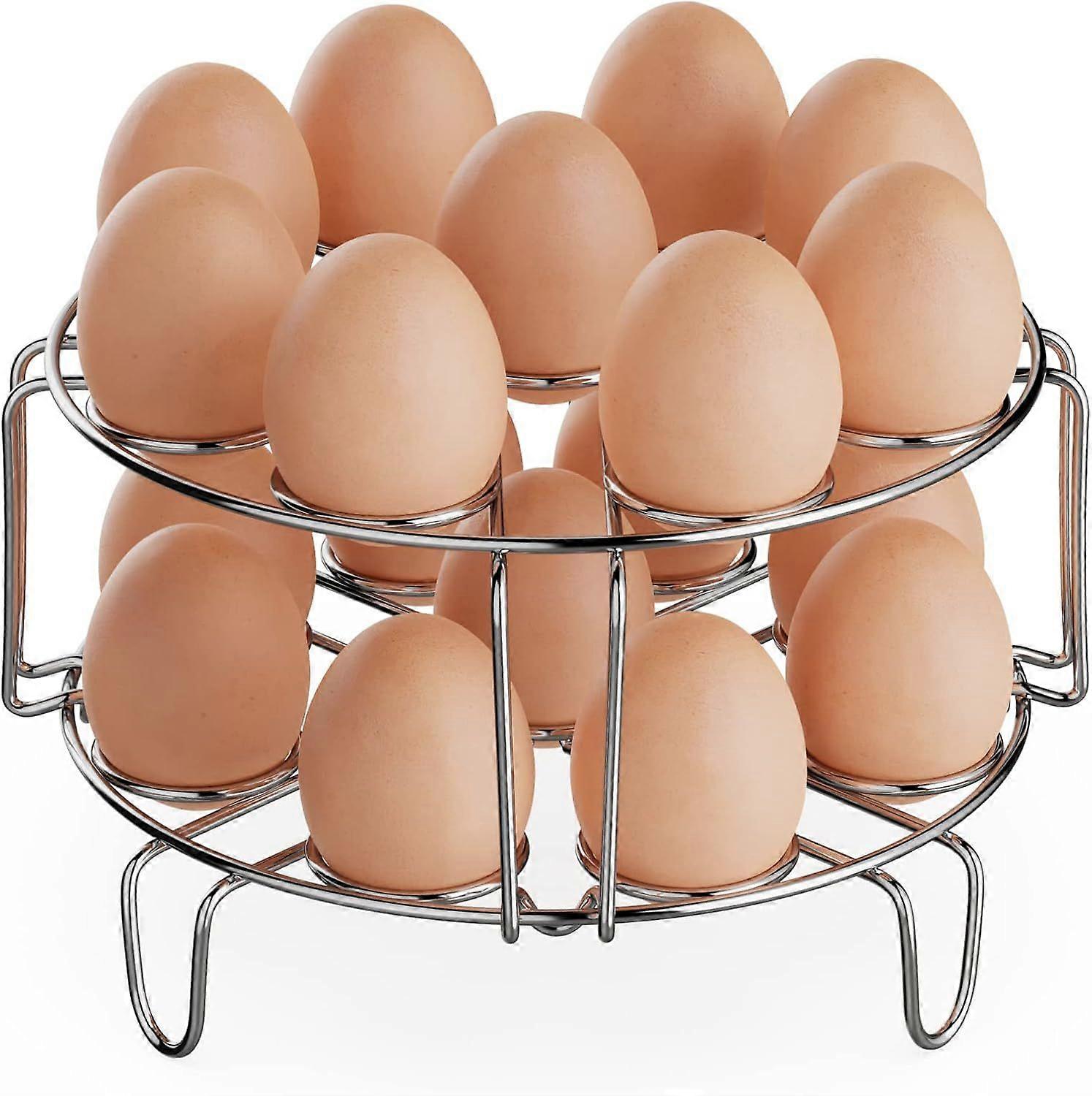 Stainless Steel Egg Steamer Rack - Stackable Trivet for 6/8 Quart Pressure Cooker, Cooks 18 Eggs, Instant Pot Accessories (2 Packs)