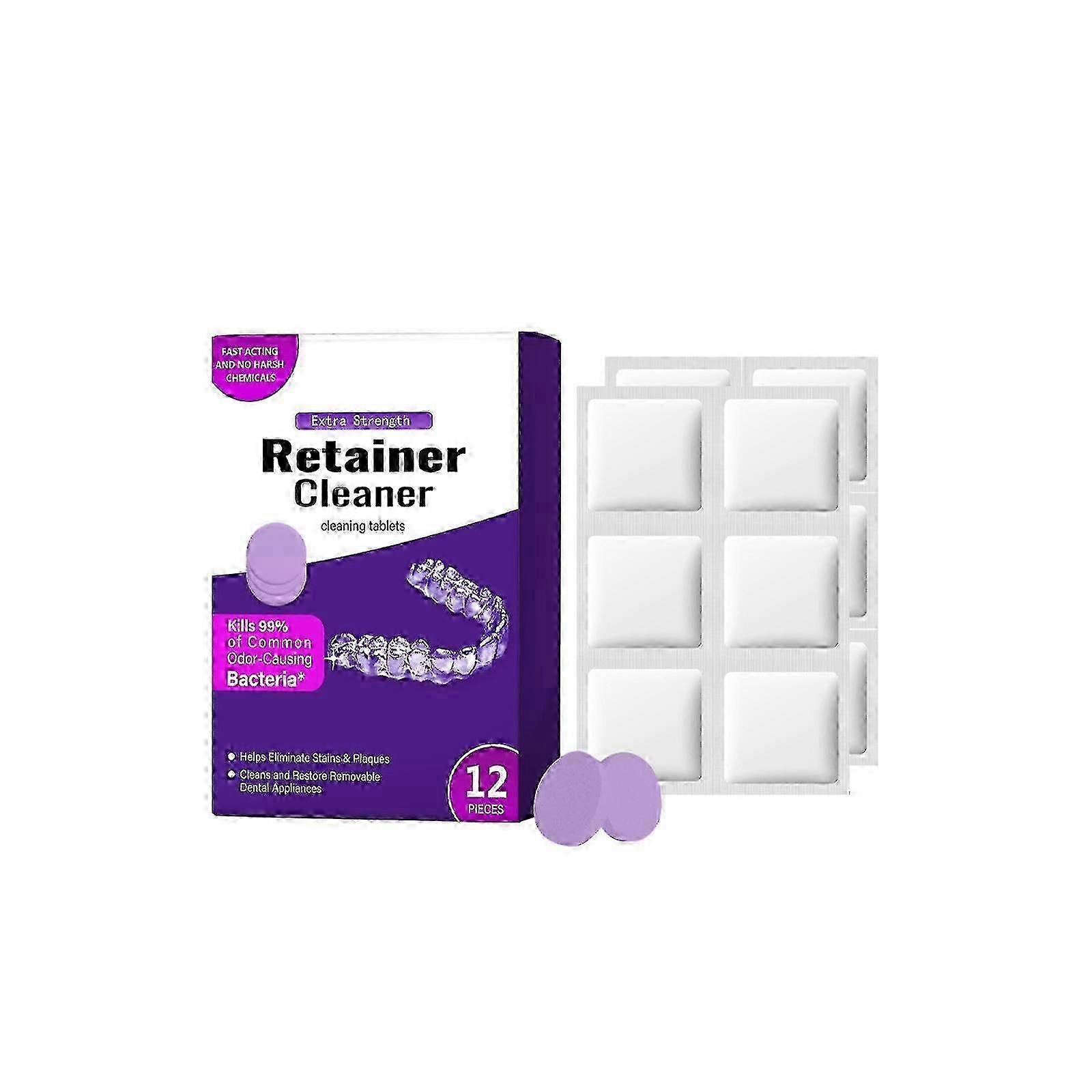 1-3box Retainer Cleaner Tablets Cleaner Λεκέδες Οσμές &; Πλάκα Night Guard Cleaner 12 Ταμπλέτες Άρωμα Σταφυλιού