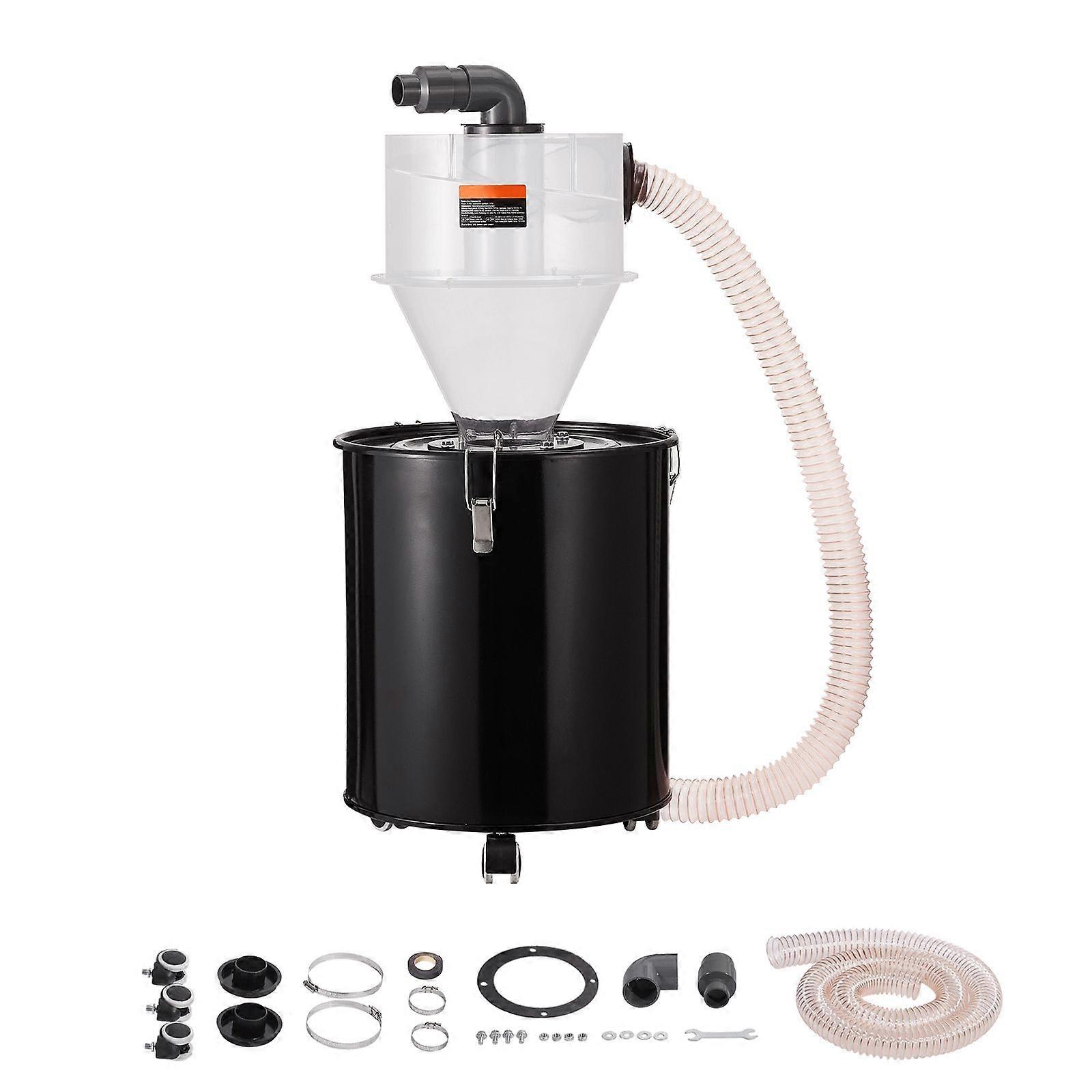 Cyclone Dust Separator with Metal Tank, 4" Retrofit Cyclone Separator, With 2" Hole O.D. Connector & Hose, Fits 13.21 Gallon Tank